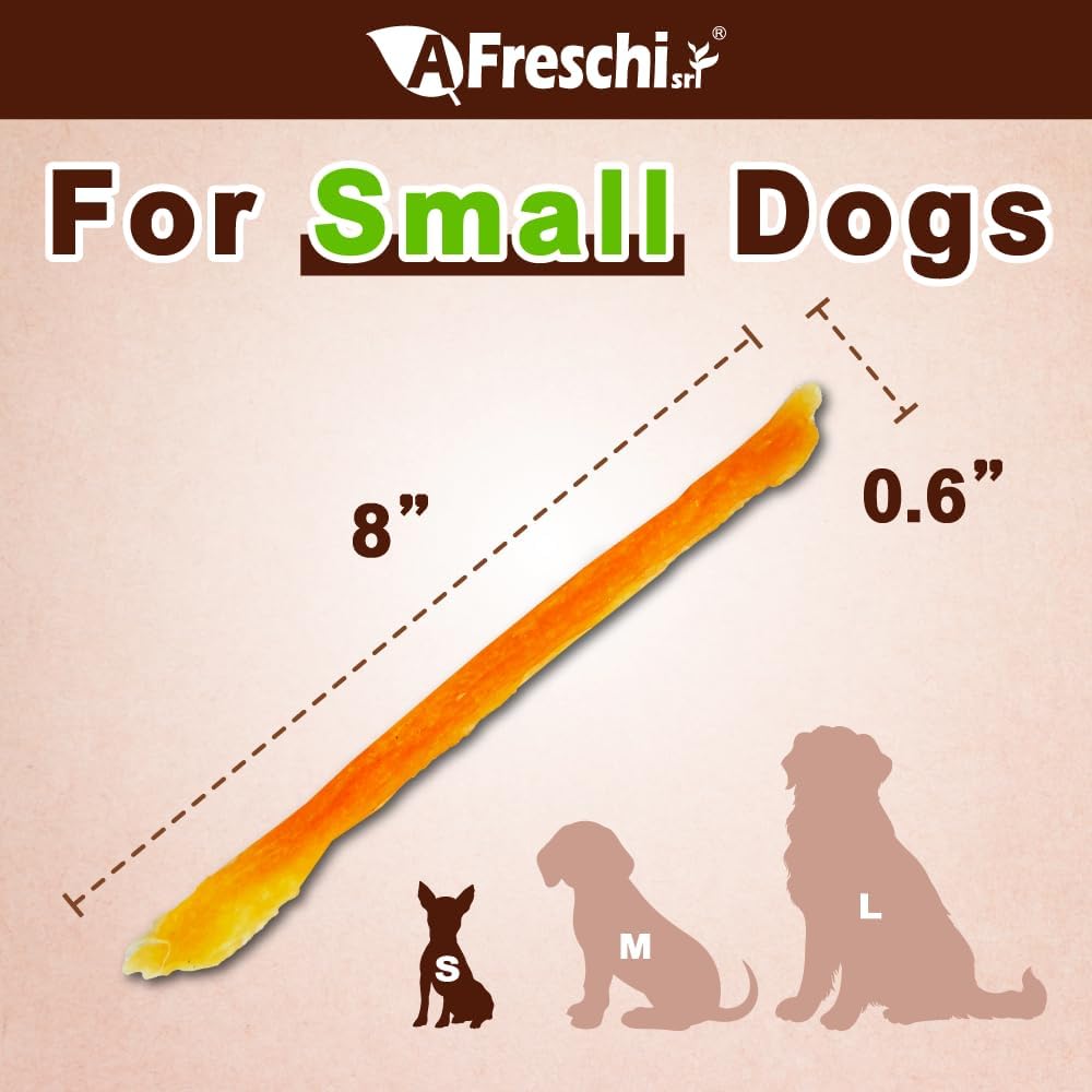 AFreschi Turkey Tendons for Dogs, USA-Sourced, Healthy Dog Treats, Rawhide-Free Puppy Chews, Long Lasting, All Natural, Hypoallergenic Dog Treats for Small Breeds, 10 Pack Box Strips
