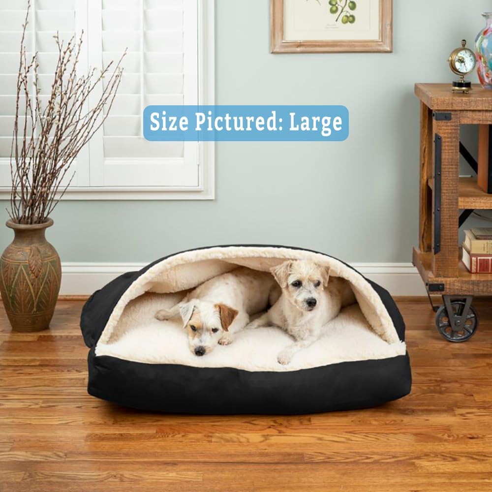 Snoozer Pet Products Luxury Rectangle Cozy Cave Dog Bed with Microsuede, Large, Black - Pet Explorer