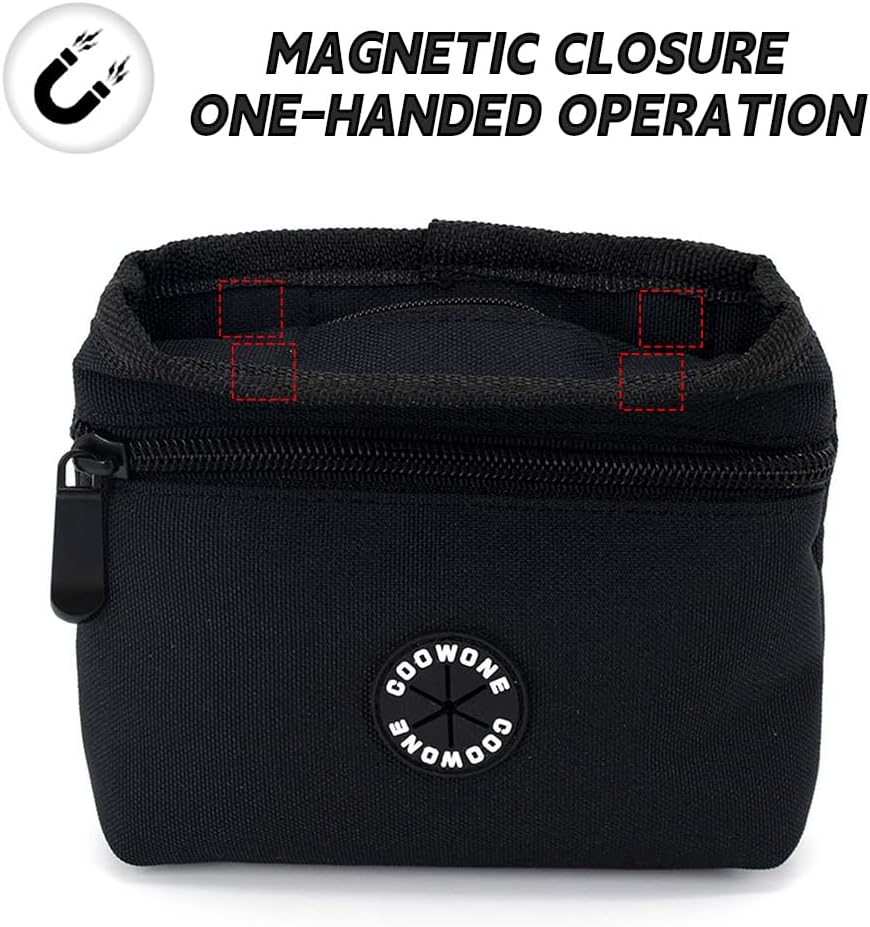 COOWONE Dog Treat Pouch with Pet Training Clicker, Detachable Dog Puppy Training Treat Bag, 900D Oxford Cloth Magnetic Closure Small Dog Poop Bag Holder for Travel or Outdoor Use - Pet Explorer