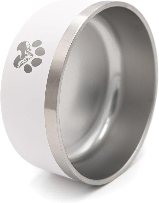 Stainless Steel Dog Bowl for Small-Large Dogs | Double Wall Insulated, Non-Slip Base Heavy Duty Water and Food Bowls for Dogs & Cats | Pet Safe BPA Free & Dishwasher Safe | 64 Oz - White - Pet Explorer