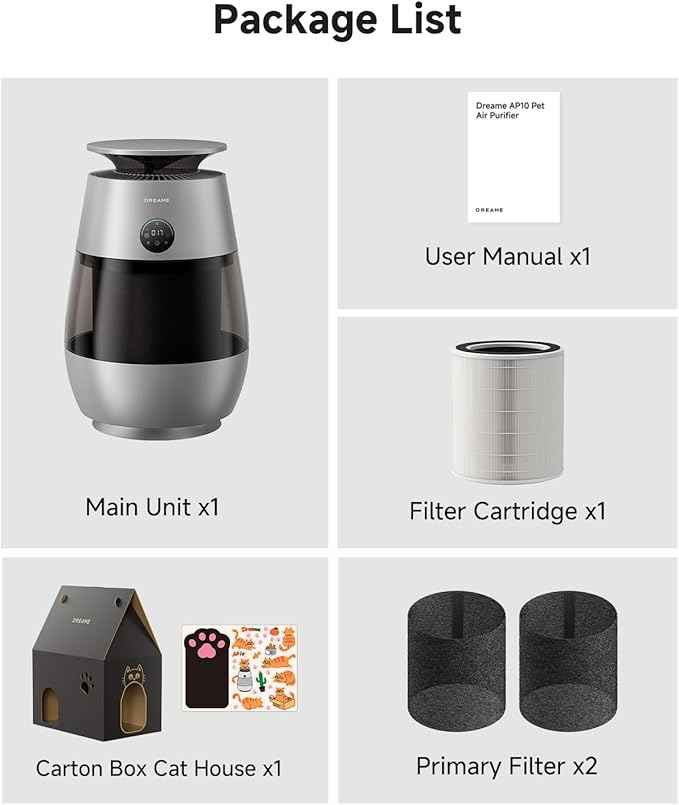 ‌Dreame Pet Air Purifier, 1346 ft² for Home Large Room, NeverChange 5.4-Year Filters for Odor Purification, 360° Visual Collection of Hair, ‌Pet-Friendly Design, APP & Voice Control, AP10-Grey