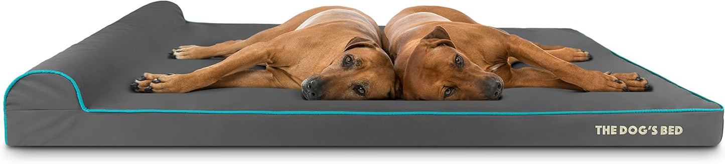 The Dog’s Bed Orthopedic Headrest Dog Bed XXXL Grey/Blue 64x44, Memory Foam, Pain Relief for Arthritis, Hip & Elbow Dysplasia, Post Surgery, Lameness, Veterinary Approved, Waterproof Washable Cover - Pet Explorer