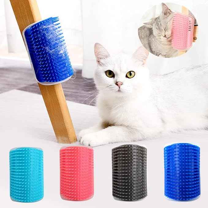 6 Pack Cat Self Groomer with Catnip Pouch Wall Corner Groomers Cat Face Scratcher Pet Grooming Brush Massage Combs for Short Long Haired Cats Fur Pets Dog Kitten Puppy