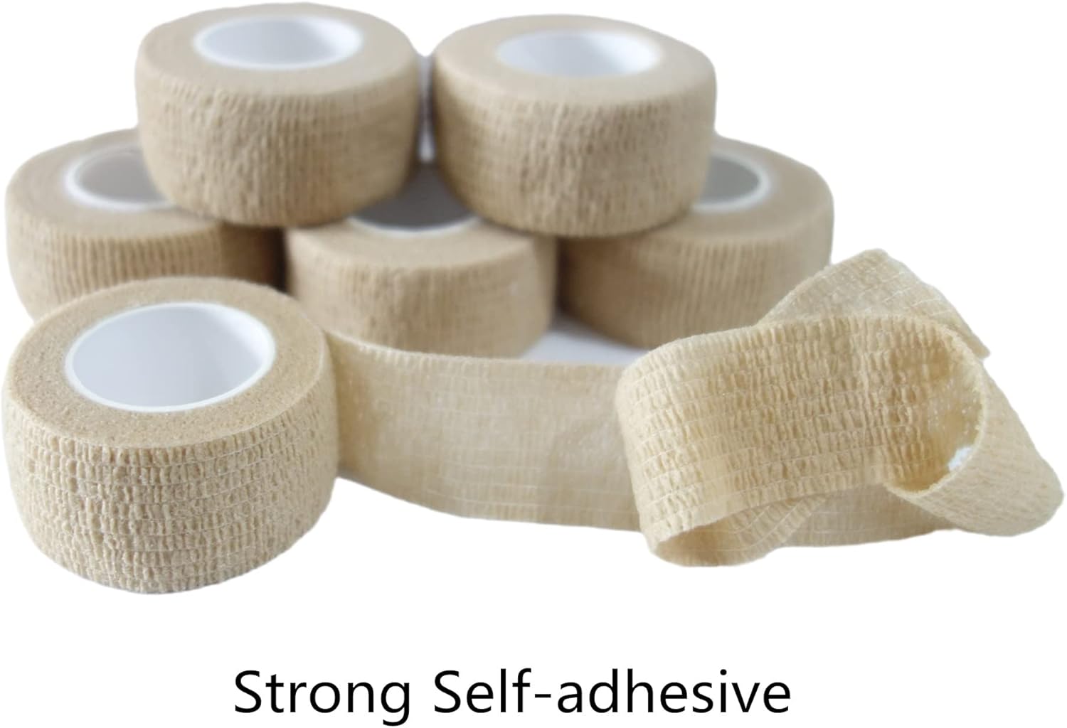 6 Pack 1" x 5 Yards Self Adhesive Bandage Wrap Breathable Cohesive Vet Wrap for Pets, Elastic Self-Adherent Tape for Sports, Wrist, Ankle (Skin Color) - Pet Explorer