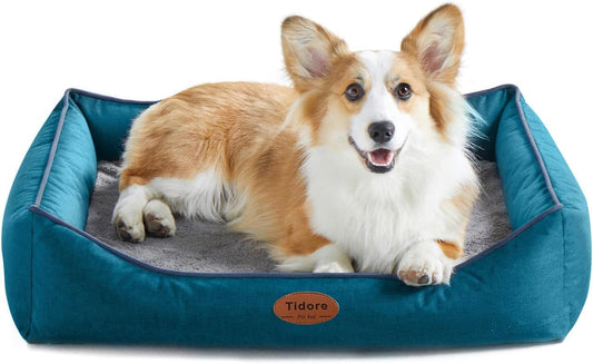 Orthopedic Dog Beds for Medium Dogs, Durable Egg Crate Foam Sofa Dog Bed wit Washable Removable Cover,Waterproof Lining,Pet Bed for Large Dogs (Peacock Blue, 31.5" L x 25.2" W x 7" Th) - Pet Explorer