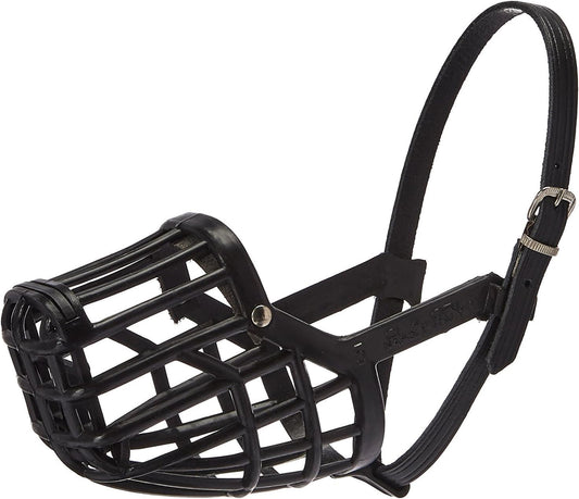 Leather Brothers Italian Basket Dog Muzzle, Adjustable Secure Fit, Comfortable Design, Training and Safety, Averts Biting, Prevents Chewing and Scavenging, Perfect for Grooming - Black, Size 6 - Pet Explorer