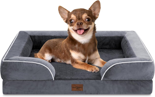 Comfort Expression Small Dog Beds Waterproof Orthopedic Foam Dog Sofa Beds for Small Dogs Comfy Pet Bed with Washable Removable Cover & Non-Slip Bottom(X-Small,Dark Grey) - Pet Explorer
