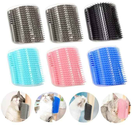 6 Pack Cat Self Groomer with Catnip Pouch Wall Corner Groomers Cat Face Scratcher Pet Grooming Brush Massage Combs for Short Long Haired Cats Fur Pets Dog Kitten Puppy