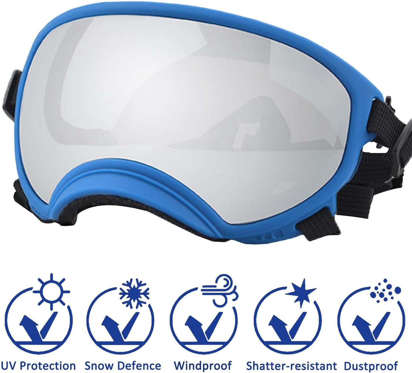 Medium Dog Sunglasses with Adjustable Strap UV Protection, Winproof Dog Puppy Sunglasses, Suitable for Medium Dog Pet Glasses, Dogs Eyes Protection,Soft Dog Goggles - Pet Explorer
