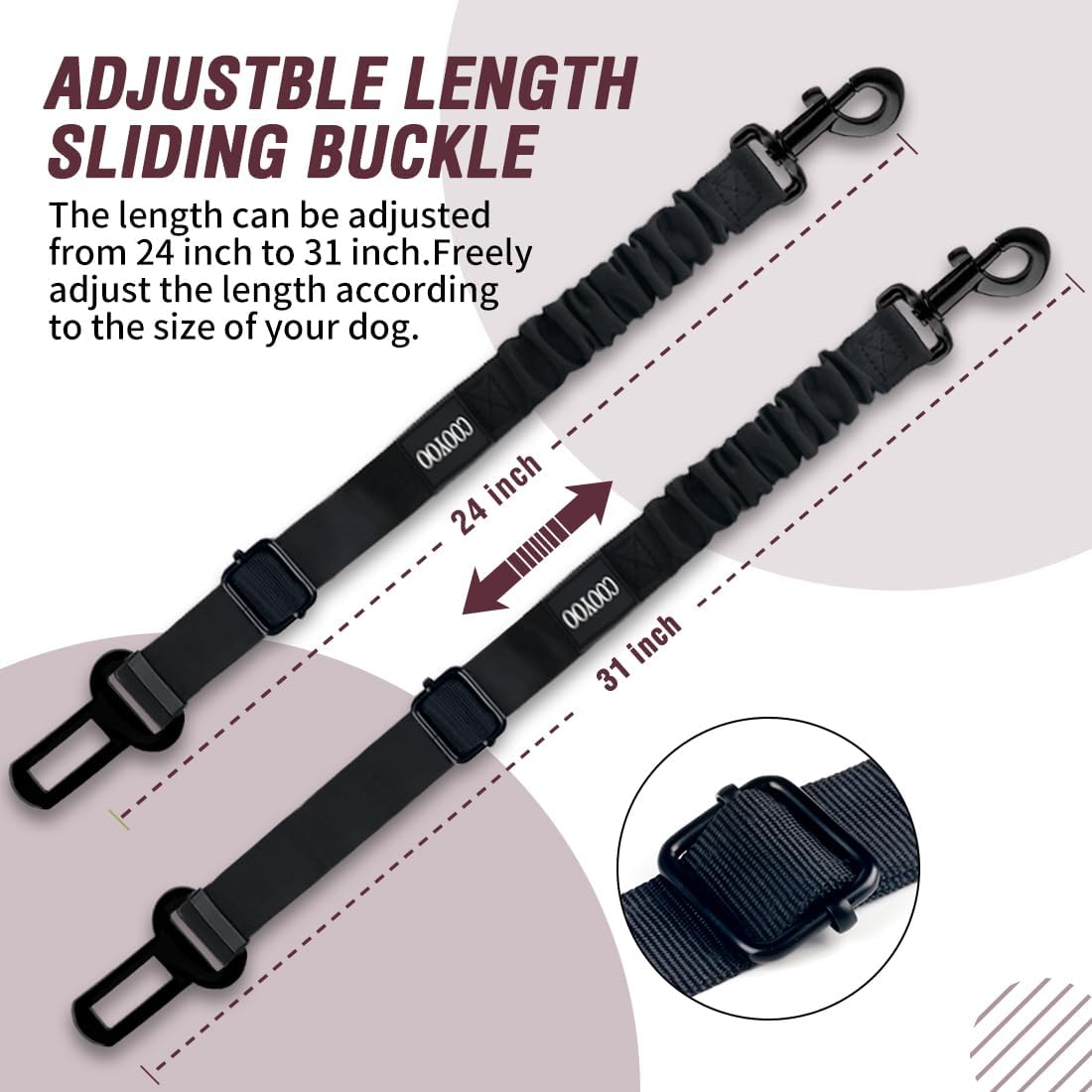 COOYOO Dog Seat Belt,3 Piece Set Retractable Dog Car Adjustable Seatbelts for Vehicle Nylon Pet Safety Heavy Duty & Elastic & Durable Car Harness for Dogs - Pet Explorer
