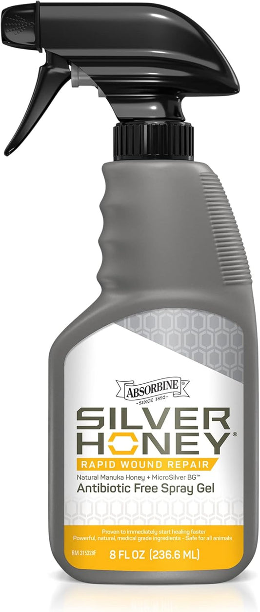 Absorbine Silver Honey Rapid Wound Repair Spray Gel 8oz Bottle, Manuka Honey & MicroSilver BG - Pet Explorer