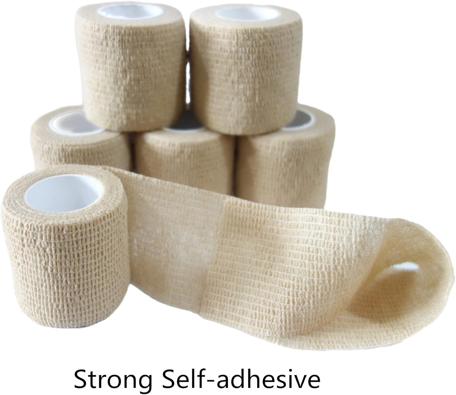 6 Pack 2" x 5 Yards Self Adhesive Bandage Wrap Breathable Cohesive Vet Wrap for Pets, Elastic Self-Adherent Tape for Sports, Wrist, Ankle (Skin Color) - Pet Explorer