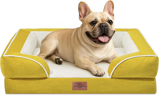 Comfort Expression Small Dog Beds Waterproof Orthopedic Foam Dog Sofa Beds for Medium Dogs Comfy Pet Bed with Washable Removable Cover & Non-Slip Bottom(Small,Spicy Mustard) - Pet Explorer