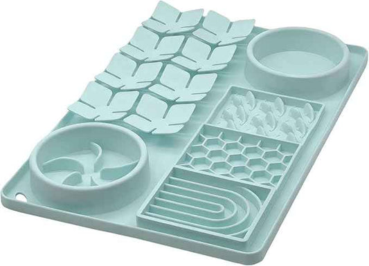 Slow Feeder Bowl, Silicone Lick Mat with Suction Cups for Dog Cat, Snuffle Mat for Pet Smell Training, Puzzle Toys for Bored Puppy,Interactive Sniff Mat for Slow Eating & Keep Busy, Mint Green
