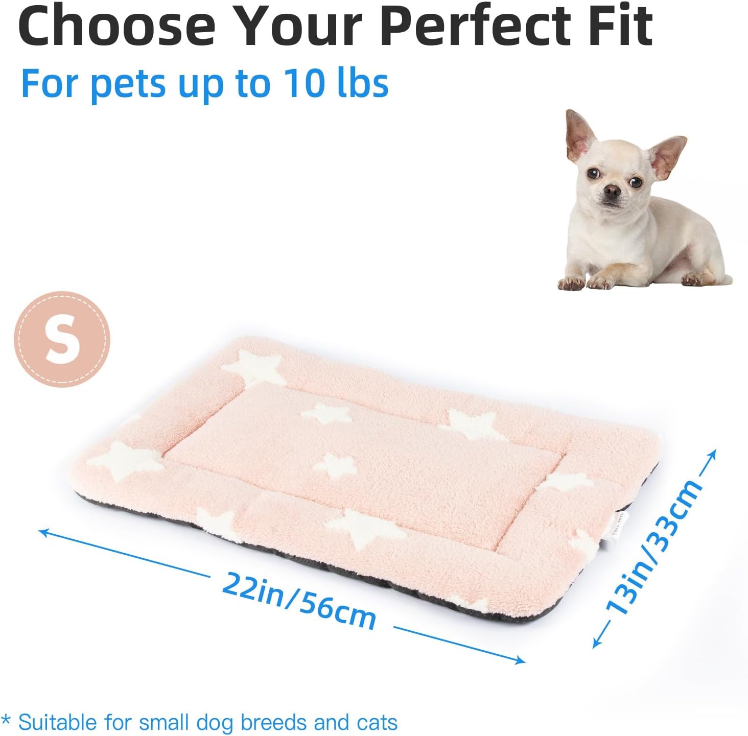 Mora Pets Cat Bed for Indoor Cats Washable Dog Crate Pad Cute Star Dog Bed Mat for Small Dogs Pet Kennel Pad for Cage Soft Flat Puppy Kitten Cushion Sleeping Anti-Slip Pink 22 x 13 - Pet Explorer