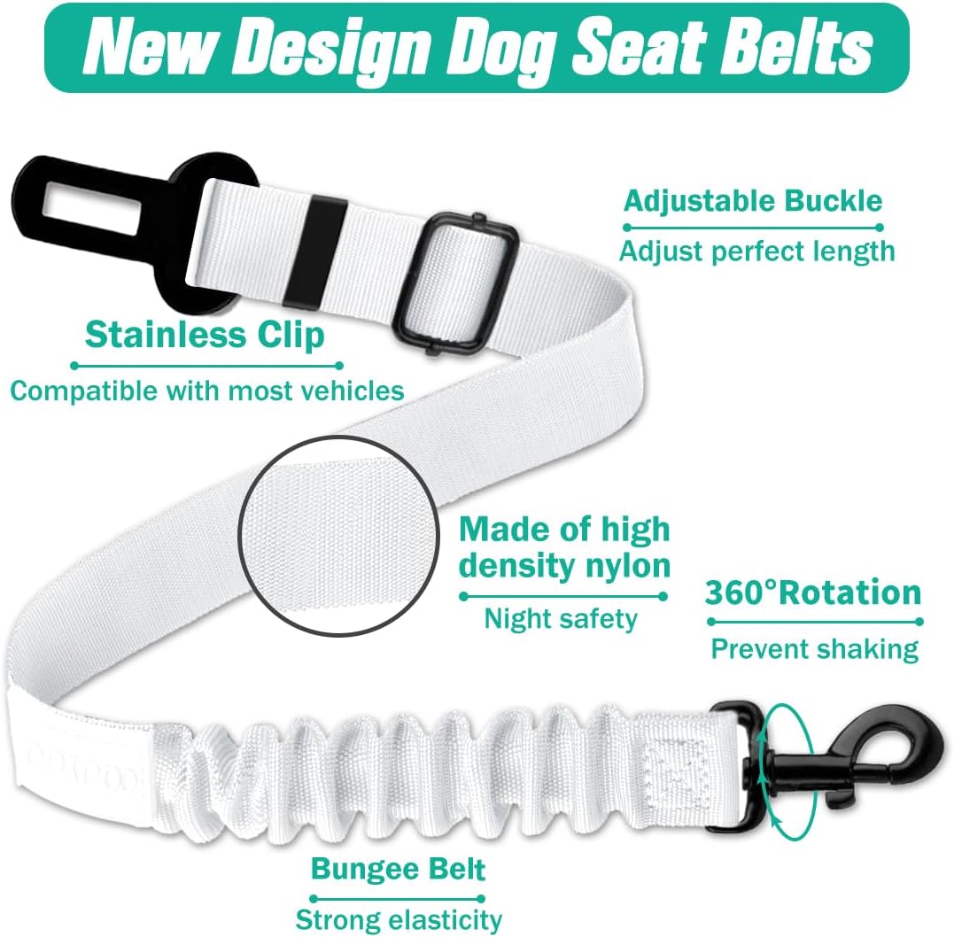 COOYOO Dog Seat Belt, Durability Retractable Dog Car Harness Adjustable Dog Seat Belt for Vehicle Nylon Pet Safety Seat Belts Heavy Duty & Elastic - Pet Explorer