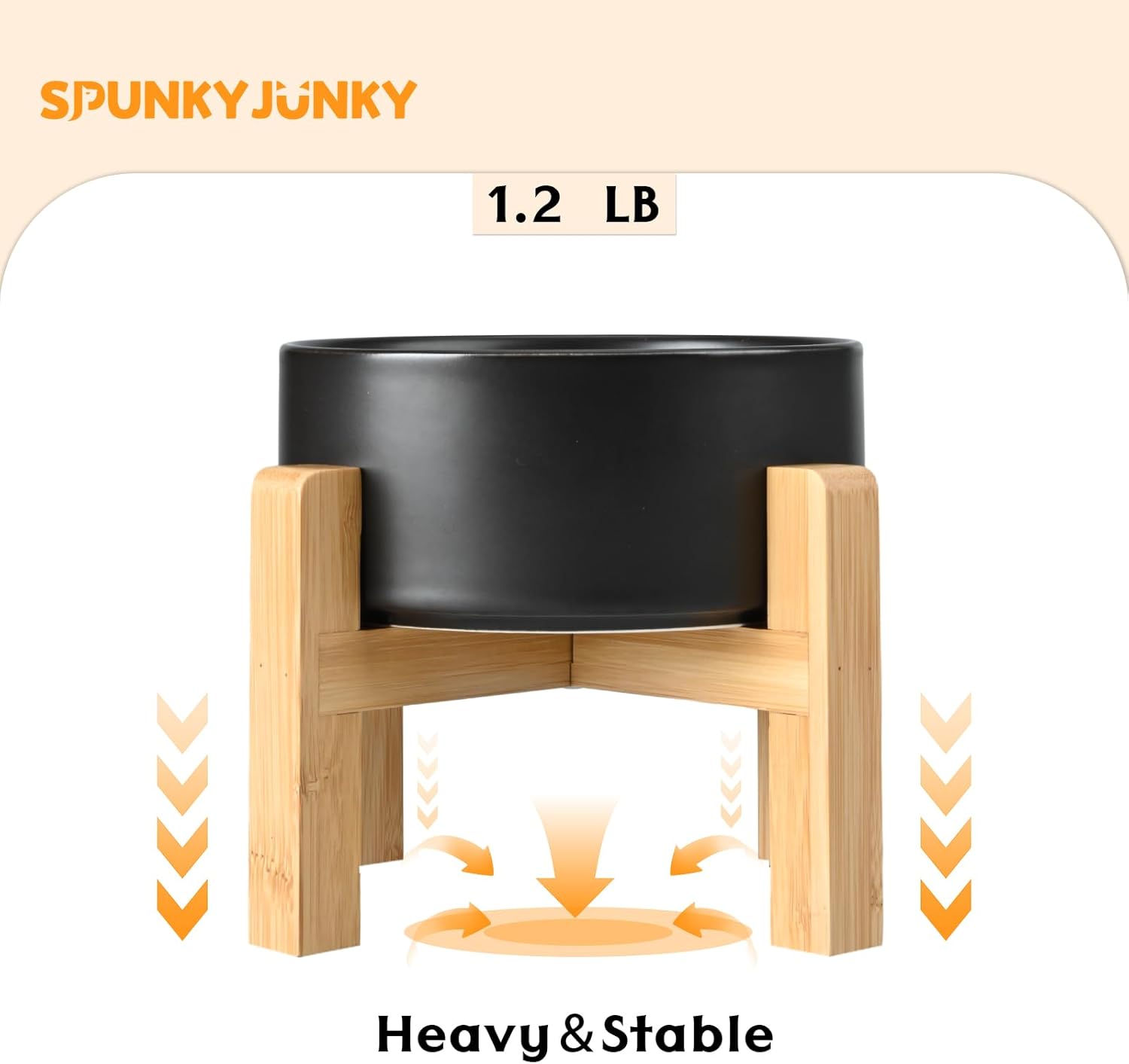 SPUNKYJUNKY Ceramic Elevated Dog Bowls 2 Pack - 5.1inch Raised Dog Bowls with Non-Slip Wooden Stand for Small Dogs Dishwasher Safe(Black,13.5OZ*2) - Pet Explorer