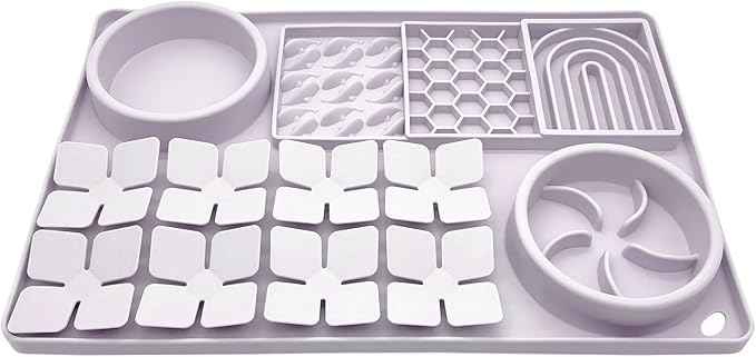 Slow Feeder Bowl, Silicone Lick Mat with Suction Cups for Dog Cat, Snuffle Mat for Pet Smell Training, Puzzle Toys for Bored Puppy, Sniff Mat for Slow Eating and Keep Busy, Lavender Gray