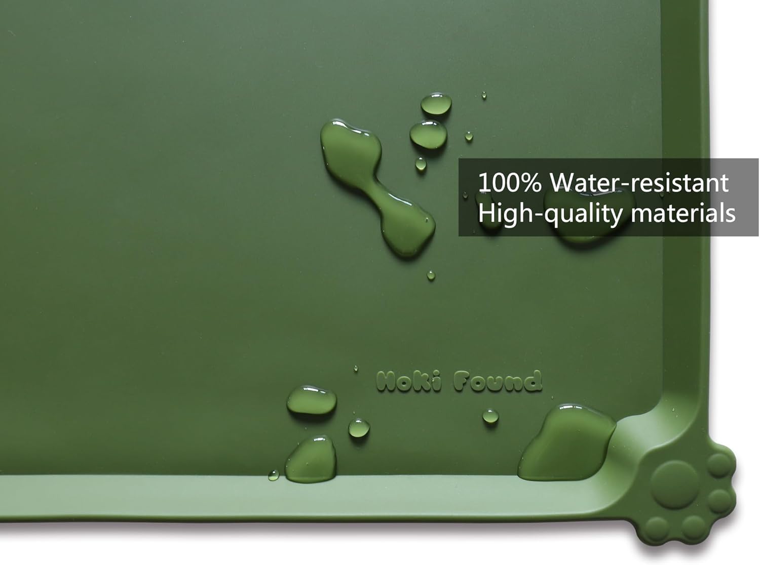 Hoki Found X-Large Silicone Pet Food Mats Tray - Non Slip Dog Cat Bowl Mats Placemat - Pet Feeding Mat - Waterproof Dog Food Mats -Pet Water Mats for Carpet -Dark Olive - Pet Explorer