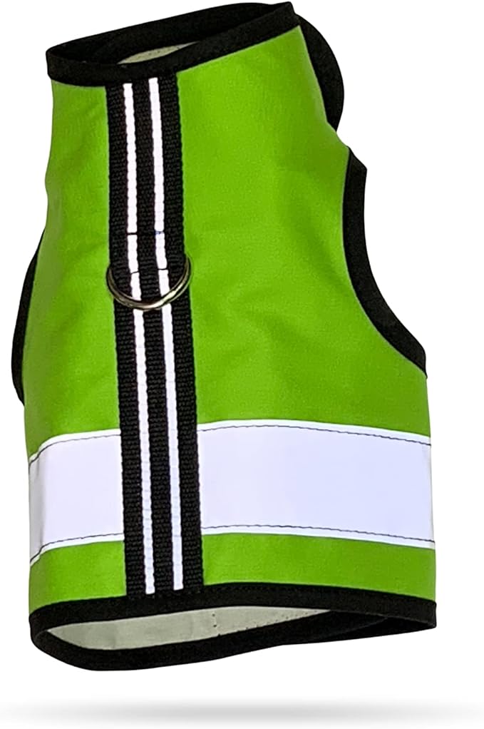 Kitty Holster Reflective Cat Harness – High-Visibility Cat Harness for Travel, Day and Night Walking - Soft Cotton Cat Accessories, Breathable, Secure & Washable, Made in USA - Loud Lime, XL