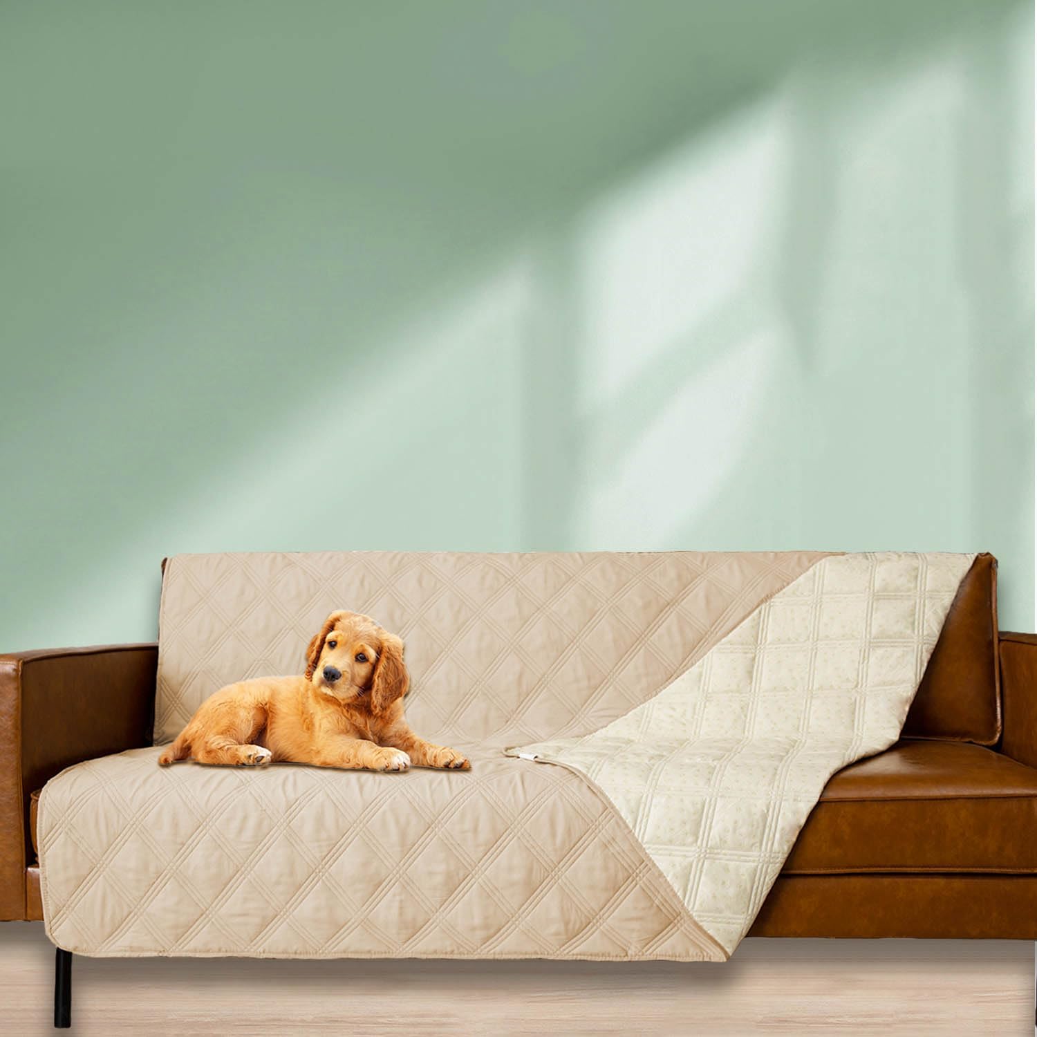 Ameritex Waterproof Dog Bed Cover Pet Blanket with Anti-Slip Back for Furniture Bed Couch Sofa (40x50 Inch (Pack of 1), Beige) - Pet Explorer