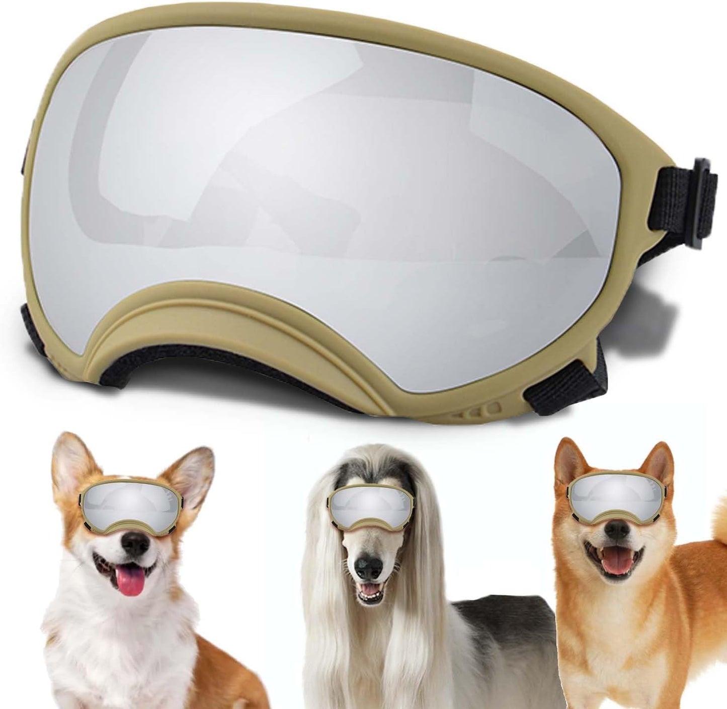 Medium Dog Sunglasses with Adjustable Strap UV Protection, Winproof Dog Puppy Sunglasses, Suitable for Medium Dog Pet Glasses, Dogs Eyes Protection,Soft Dog Goggles - Pet Explorer