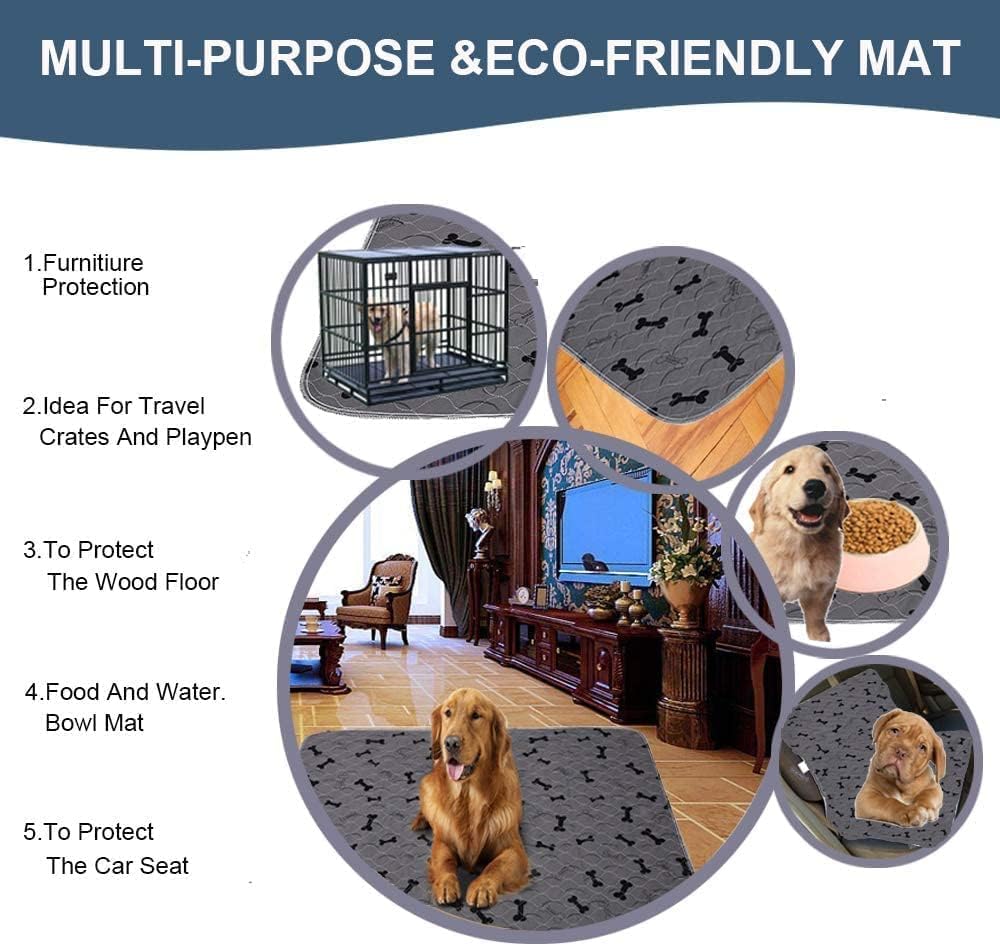 Washable Dog Pee Pads with Free Grooming Gloves,Non Slip Dog Mats with Great Urine Absorption,Reusable Puppy Pee Pads for Whelping,Potty,Training,Playpen - Pet Explorer
