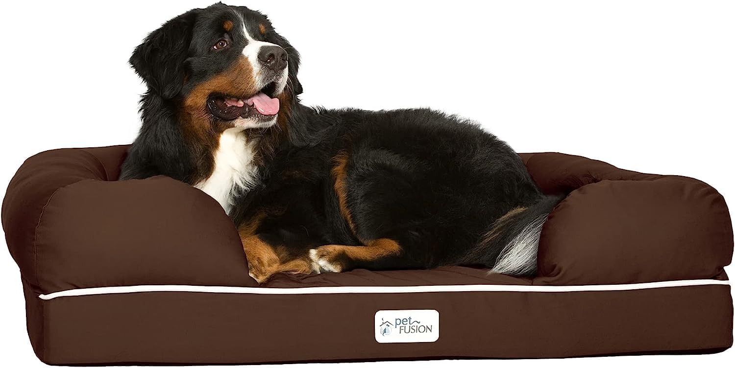PetFusion Ultimate Dog Bed, Orthopedic Memory Foam, Multiple Sizes/Colors, Medium Firmness Pillow, Waterproof Liner, YKK Zippers, Breathable 35% Cotton Cover,1yr. Warranty,Brown, X-Large (44x34") - Pet Explorer