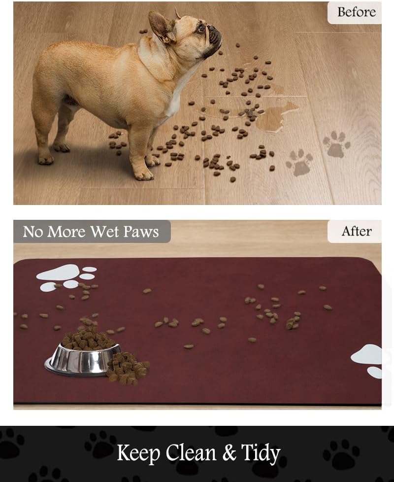 Pet Feeding Mat-Absorbent Dog Mat for Food and Water Bowl-No Stains Quick Dry Water Dispenser Mat-Dog Accessories Pet Supplies-Bowl for Messy Drinkers（RED,23"x34" - Pet Explorer