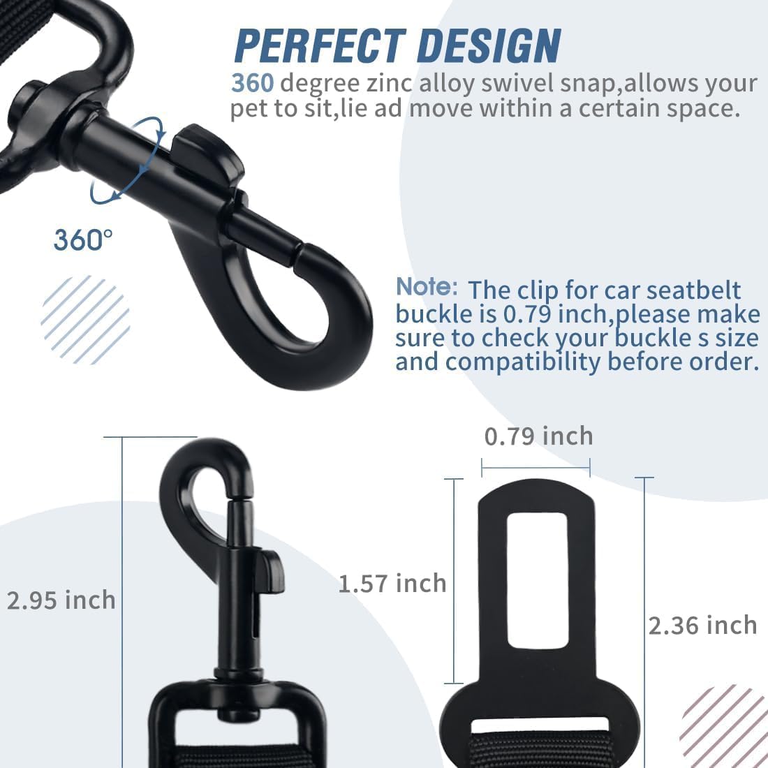 COOYOO Dog Seat Belt,Retractable Dog Car Harness Seat Belt for Car Adjustable Nylon Pet Safety Seat Belts Heavy Duty & Elastic Bungee Buffer - Pet Explorer