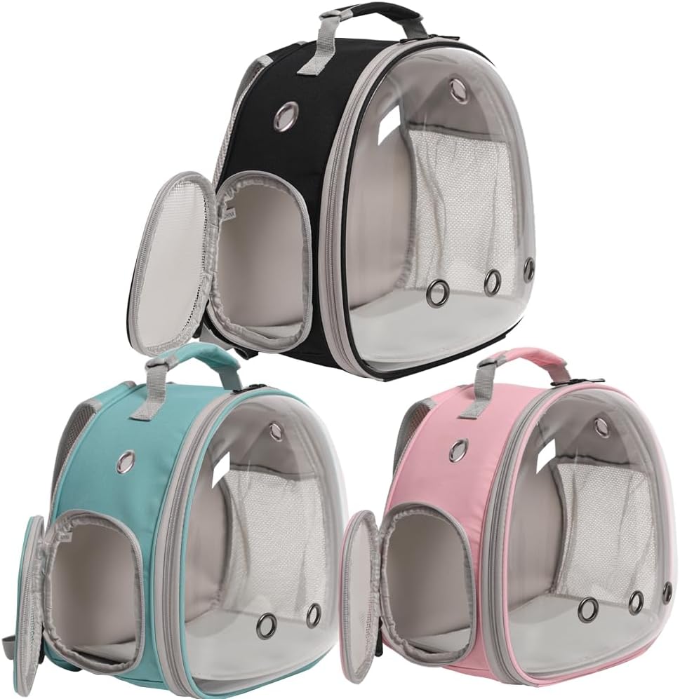 Hamster Backpack Carrier, Bearded Dragon Carrier Backpack with Clear Bubble Window,Small Animal Travel Backpack for Hedgehog Rat,Chameleon,Rabbit,Sugar Glider,Airline Approved (Pink, Backpack) - Pet Explorer