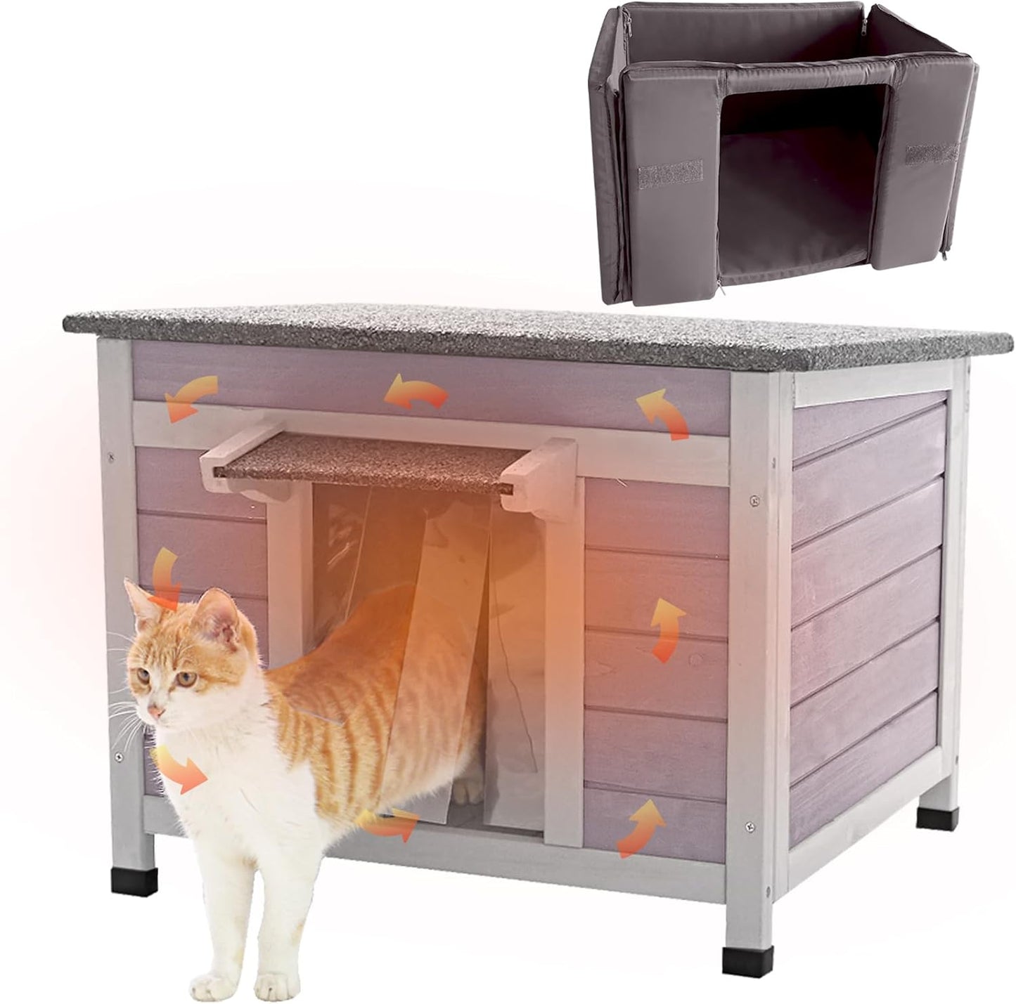 Cat House for Outdoor Cats Insulated Feral Kitty Shelter with Warm Liner for Winter Waterproof Rabbit Hutch for Bunnies,Cats - Pet Explorer