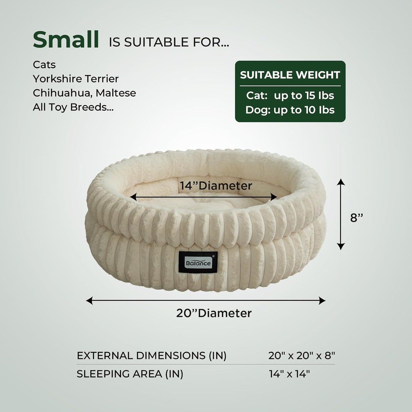 BALANCE Cat Bed Kitten Bed, Washable Round Cat Beds for Indoor Cats,Super Soft Plush Faux Fur Pet Bed for Puppy and Kitten with Anti-Slip Bottom - Pet Explorer