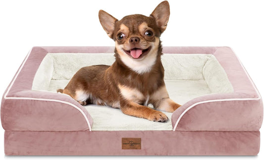 Comfort Expression Small Dog Beds Waterproof Orthopedic Foam Dog Sofa Beds for Small Dogs Comfy Pet Bed with Washable Removable Cover & Non-Slip Bottom(X-Small,Pink) - Pet Explorer