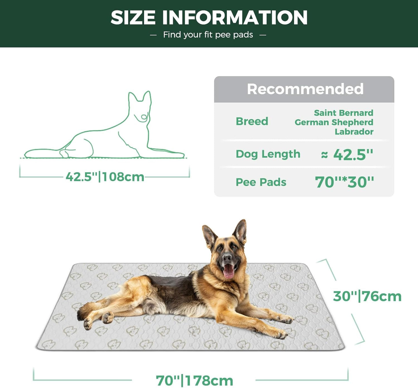 FXW Washable Pee Pads for Dogs, Puppy Pads with Super Absorbent, Specifically Designed for Potty Training, 70" × 30" Rectangle, Khaki, 2 Packs - Pet Explorer