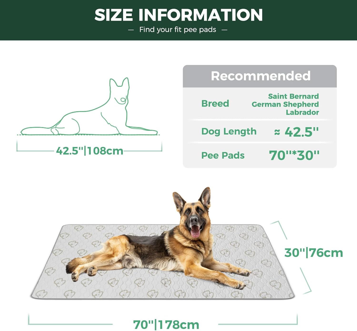 FXW Washable Pee Pads for Dogs, Puppy Pads with Super Absorbent, Specifically Designed for Potty Training, 70" × 30" Rectangle, Khaki, 2 Packs - Pet Explorer