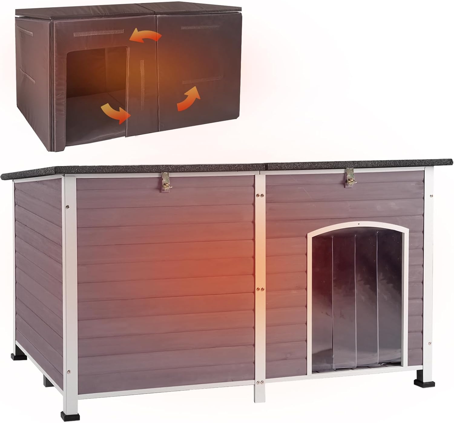 Aivituvin Outdoor Dog House 59" Extra Large Insulated Dog Kennel with Insulation Liner for Winter,All-Around Iron Frame - Pet Explorer