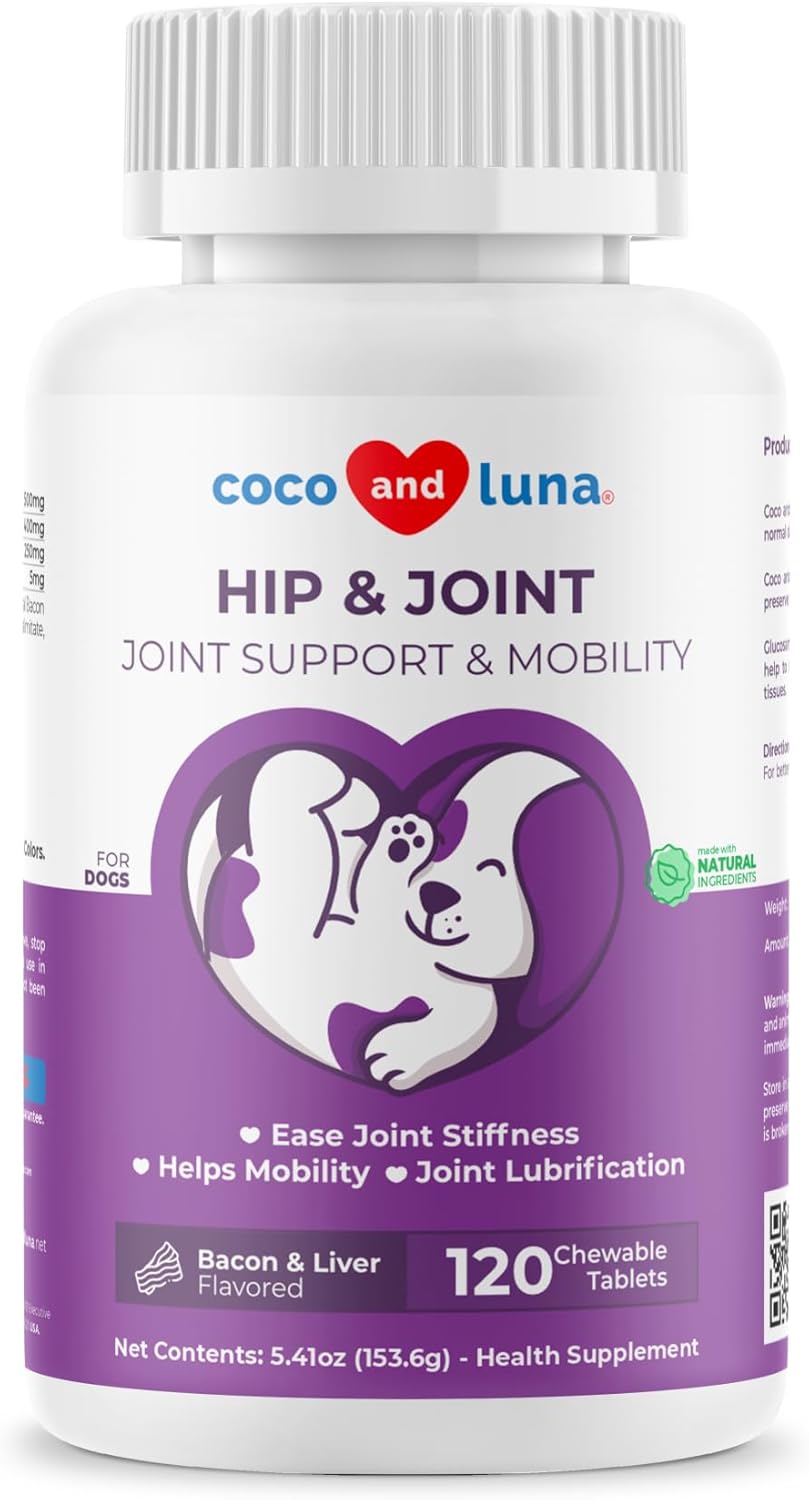 Joint Supplement for Dogs - 120 Chewable Tablets - with Glucosamine, Chondroitin, MSM and Manganese for Hip, Tissue, and Mobility Support, Dog Joint Pain Relief - Pet Explorer
