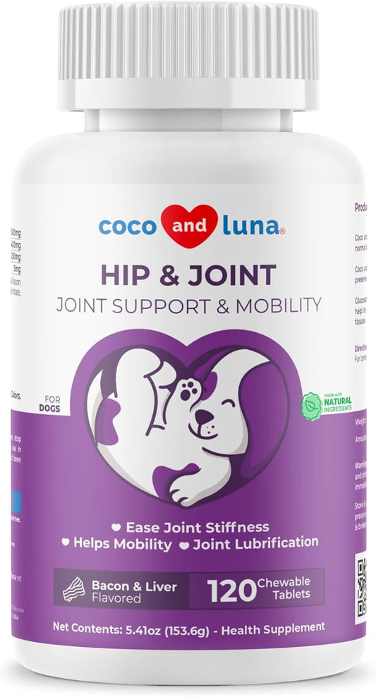 Joint Supplement for Dogs - 120 Chewable Tablets - with Glucosamine, Chondroitin, MSM and Manganese for Hip, Tissue, and Mobility Support, Dog Joint Pain Relief - Pet Explorer
