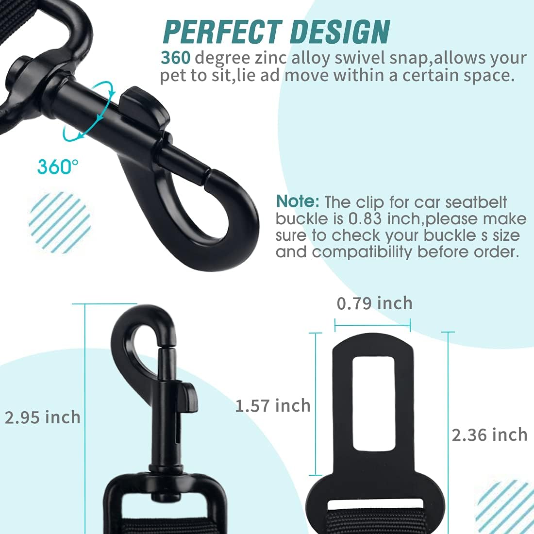 COOYOO Dog Seat Belt,Retractable Dog Car Harness Seat Belt for Car Adjustable Nylon Pet Safety Seat Belts Heavy Duty & Elastic Bungee Buffer - Pet Explorer