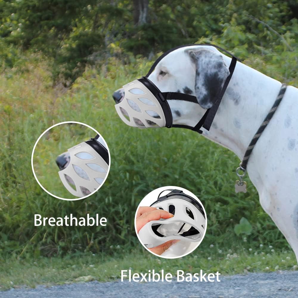 Dog Muzzle, Breathable Basket Muzzles for Small, Medium, Large and X-Large Dogs, Prevent Barking, Biting, Chewing Dog Mouth Cover Gray - Pet Explorer