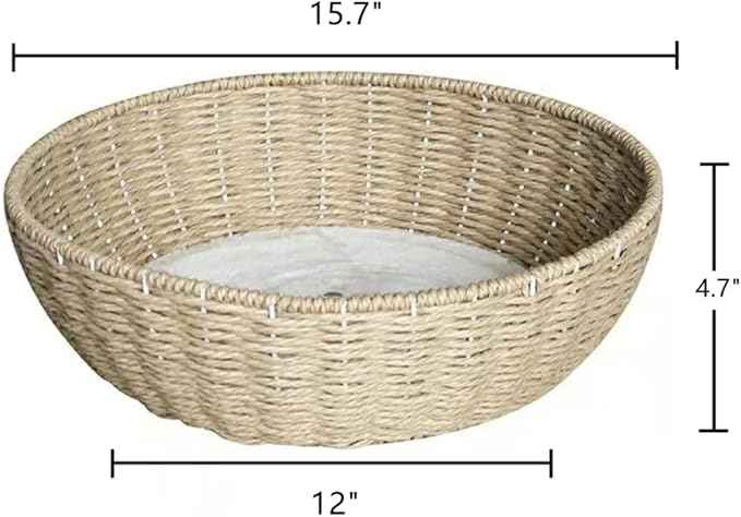 SHENGOCASE Cat Tower Tree Add ons Accessories Replacement Part Basket Bed, Handwoven Wicker Rattan Nest Bowl with Soft Cushion (1pc)