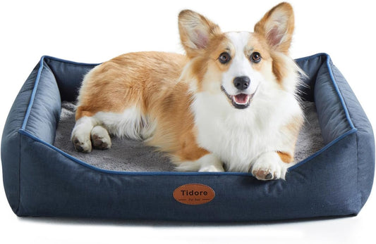 Orthopedic Dog Beds for Medium Dogs, Durable Egg Crate Foam Sofa Dog Bed wit Washable Removable Cover,Waterproof Lining,Pet Bed for Large Dogs (Navy Blue, 31.5" L x 25.2" W x 7" Th) - Pet Explorer