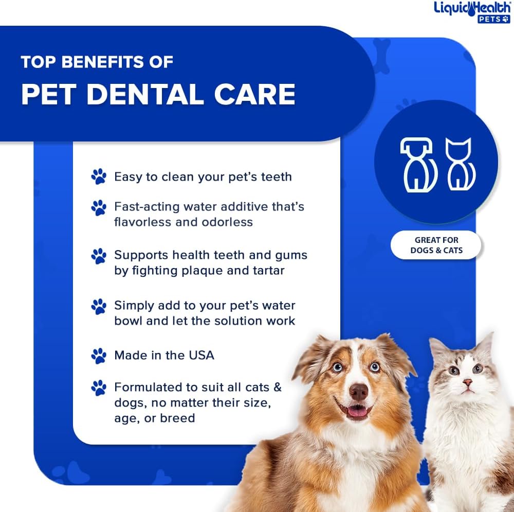 LIQUIDHEALTH Pet Dental Care Water Additive for Dogs & Cats - Fast Acting Pet Bad Breath Freshener, Dog Mouth Wash, Animal Oral Dental Rinse, Plaque & Tartar Teeth Cleaning Solution (3-Pack) - Pet Explorer