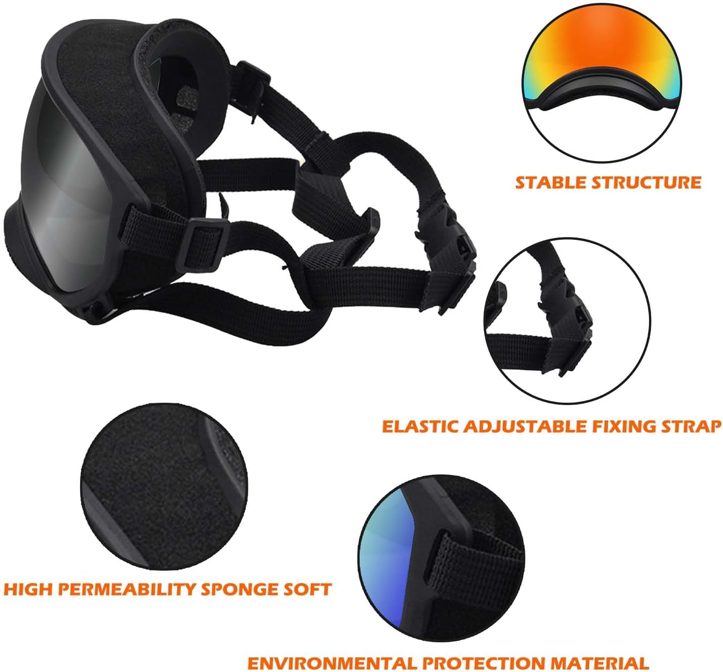 Medium Dog Sunglasses with Adjustable Strap UV Protection, Winproof Dog Puppy Sunglasses, Suitable for Medium Dog Pet Glasses, Dogs Eyes Protection,Soft Dog Goggles - Pet Explorer