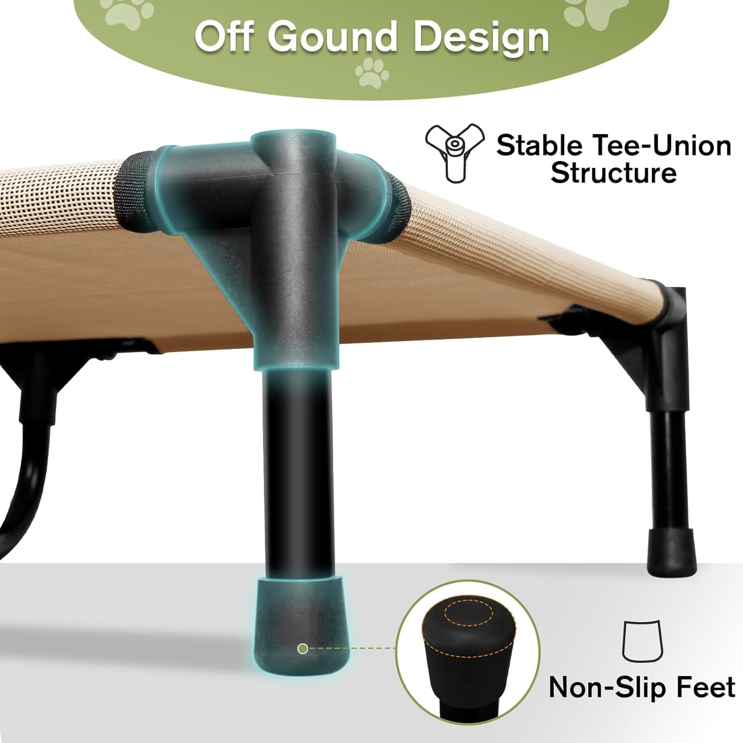 Elevated Dog Bed for Medium Dogs, Outdoor Cooling Raised Dog Beds Washable Pet Cot with Removable Mesh, Lifted Pets Hammock with Frame, Easy to Assemble, Brown, M - Pet Explorer