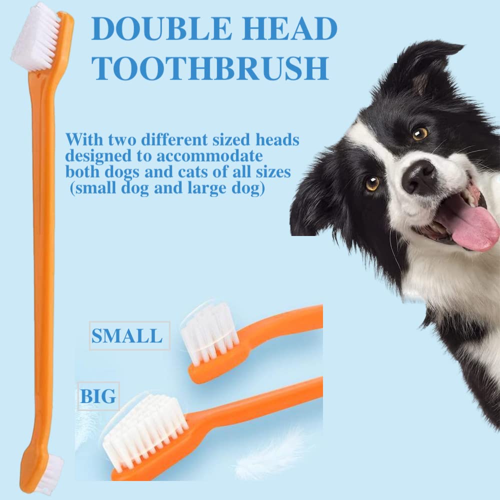 8 Pack Small Dog & Cat Toothbrush Kit, 360º Pet Toothbrush/Mini Head/Dual Head / 10000 Ultra-Soft Bristles Tooth Brush/Finger Toothbrushs for Cat Kitten Doggie Dental Care, Oral Hygiene - Pet Explorer
