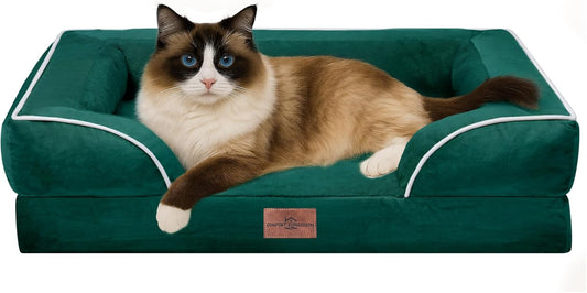 Comfort Expression Small Dog Beds Waterproof Cat Beds Orthopedic Foam Sofa Beds for Small Dogs Comfy Pet Bed with Washable Removable Cover & Non-Slip Bottom(XX-Small,Emerald) - Pet Explorer