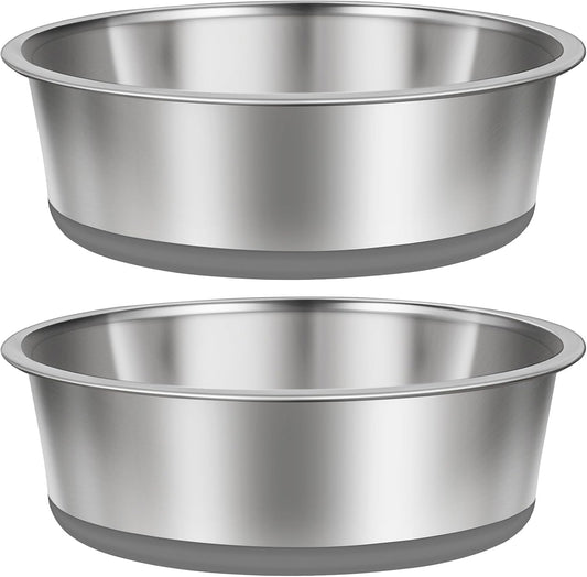 Taglory 4 Cup Stainless Steel Dog Bowls Set of 2 for Food and Water, Silicone Base Anti-Slip, Rust Resistant, Extra Thick Metal Bowls for Small Dogs, 30oz, Gray - Pet Explorer