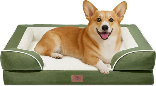 Comfort Expression Medium Dog Beds Waterproof Orthopedic Foam Dog Sofa Beds for Medium Large Dogs Comfy Pet Bed with Washable Removable Cover & Non-Slip Bottom(Medium,Light Green) - Pet Explorer